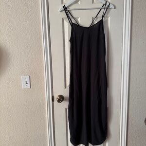 Aerie Black /Gray Midi Dress Size XS – Strappy Slip,Lightweight Flowy Minimalis